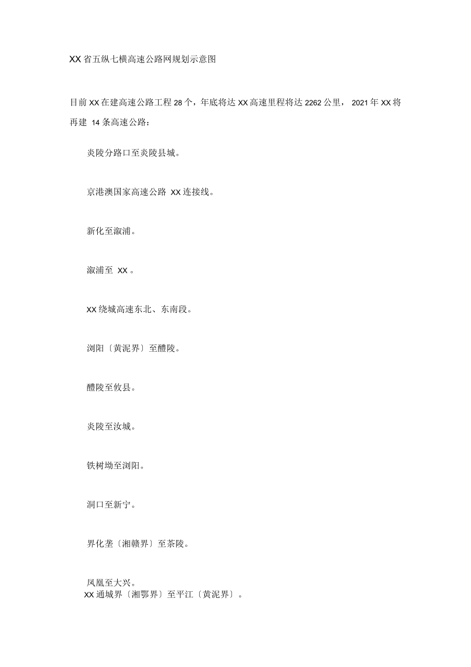湖南省五纵七横高速公路网规划示意图_第1页