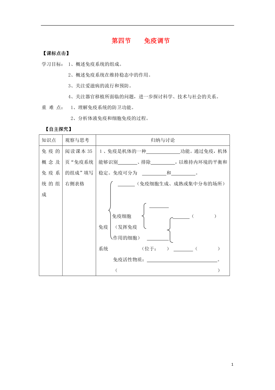 黑龍江省海林市高中生物 第二章 動物和人體生命活動的調(diào)節(jié) 第四節(jié) 免疫調(diào)節(jié)導(dǎo)學(xué)案 新人教版必修3_第1頁