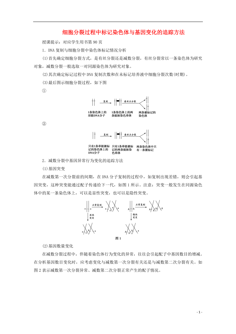 2018版高考生物一輪復(fù)習(xí) 第四單元 細(xì)胞的生命歷程 微講座 細(xì)胞分裂過(guò)程中標(biāo)記染色體與基因變化的追蹤方法學(xué)案 新人教版_第1頁(yè)