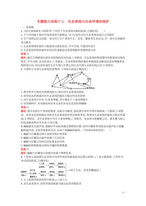 （天津專用）2020高考生物二輪復習 專題能力訓練13 生態(tài)系統(tǒng)與生態(tài)環(huán)境的保護（含解析）