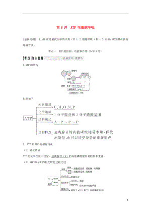 2018屆高考生物一輪復(fù)習(xí) 第三單元 細(xì)胞的能量供應(yīng)和利用 第9講 ATP與細(xì)胞呼吸學(xué)案