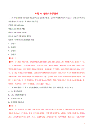 （2010-2019）十年高考生物真題分類匯編 專題06 遺傳的分子基礎（含解析）