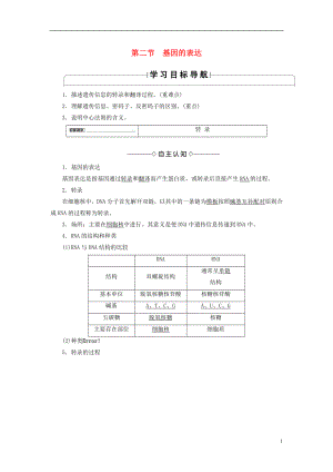 2016-2017版高中生物 第3單元 遺傳與變異的分子基礎(chǔ) 第2章 基因?qū)π誀畹目刂?第2節(jié) 基因的表達學(xué)案 中圖版必修2