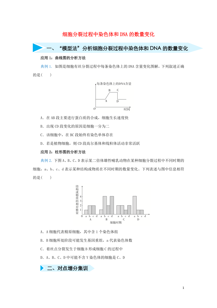 2020届高三生物 精准培优专练十 细胞分裂过程中染色体和DNA的数量变化（含解析）_第1页