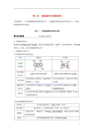 2018-2019學(xué)年高考生物大一輪復(fù)習(xí) 第二單元 細(xì)胞的基本結(jié)構(gòu)和物質(zhì)的運(yùn)輸 第5講 細(xì)胞器和生物膜系統(tǒng)學(xué)案