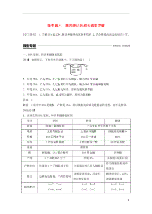 2018-2019學(xué)年高中生物 第4章 基因的表達 微專題六 基因表達的相關(guān)題型突破學(xué)案 新人教版必修2