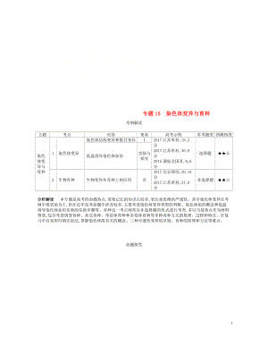 （新課標）2019版高考生物一輪復習 專題15 染色體變異與育種講學案