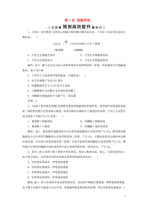 （浙江選考）2021版新高考生物一輪復(fù)習(xí) 專題3 細(xì)胞的代謝 第7講 細(xì)胞呼吸預(yù)測(cè)高效提升 新人教版