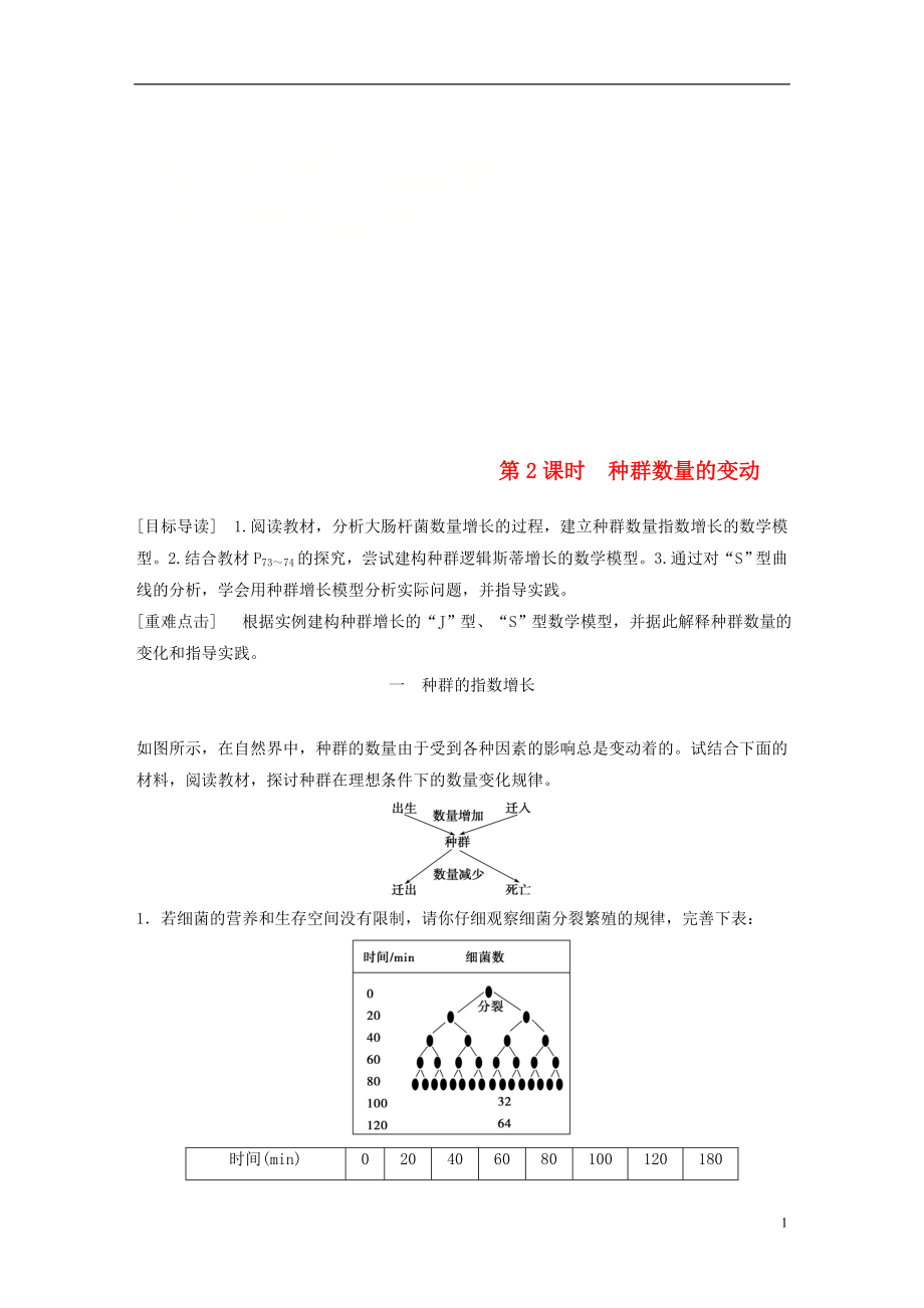 2018-2019版高中生物 第3章 生物群體的動(dòng)態(tài)平衡 第1節(jié) 種群的相對(duì)穩(wěn)定 第2課時(shí)學(xué)案 北師大版必修3_第1頁(yè)