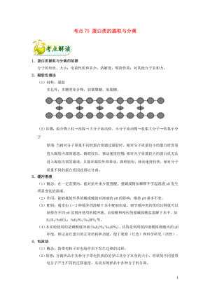 備戰(zhàn)2019年高考生物 考點一遍過 考點75 蛋白質(zhì)的提取與分離（含解析）