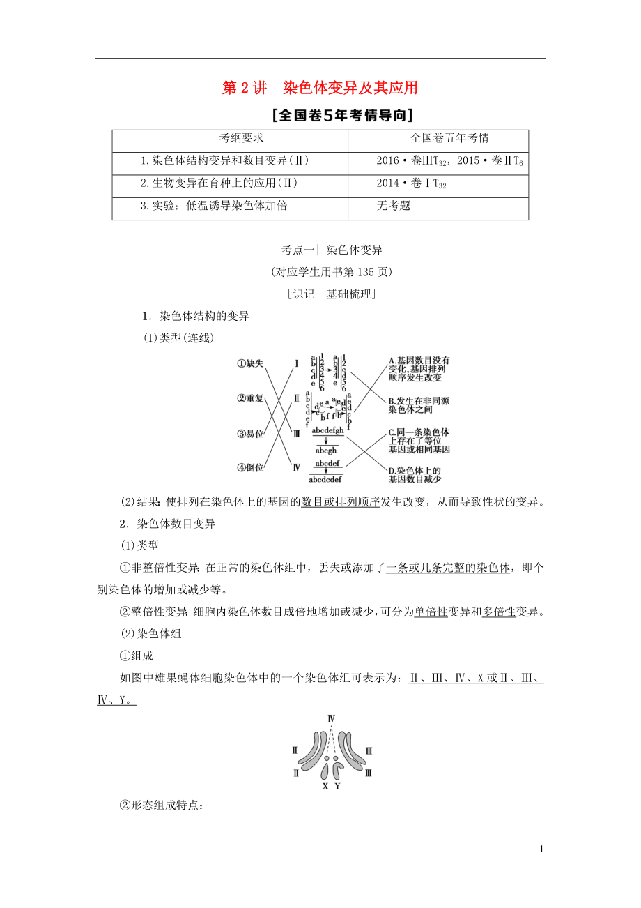 2019版高考生物一輪復(fù)習(xí) 第7單元 生物的變異、育種與進(jìn)化 第2講 基因突變和基因重組學(xué)案 蘇教版_第1頁