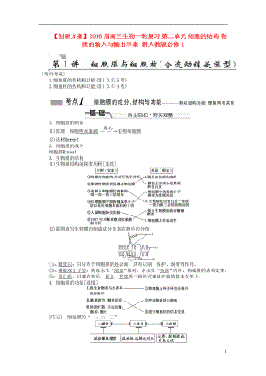 2016屆高三生物一輪復(fù)習(xí) 第二單元 細(xì)胞的結(jié)構(gòu) 物質(zhì)的輸入與輸出學(xué)案 新人教版必修1