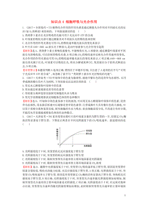 2020屆高考生物一輪復習 高考真題分類題庫 2017年知識點4 細胞呼吸與光合作用（含解析）