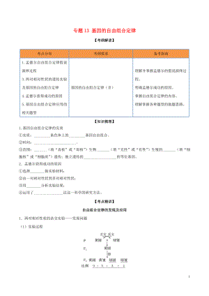 2020年領(lǐng)軍高考生物一輪復(fù)習(xí) 專題13 基因的自由組合定律（含解析）