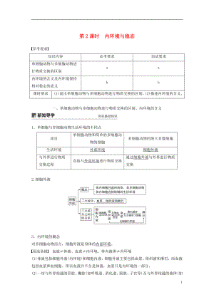 （浙江專版）2018-2019版高中生物 第二章 動(dòng)物生命活動(dòng)的調(diào)節(jié) 第2課時(shí) 內(nèi)環(huán)境與穩(wěn)態(tài)學(xué)案 浙科版必修3