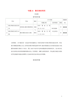 2019屆高考生物二輪復(fù)習(xí) 專題24 微生物的利用習(xí)題