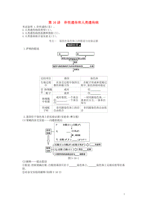 2019版高考生物一輪復(fù)習(xí) 第5單元 遺傳的基本規(guī)律和遺傳的細(xì)胞基礎(chǔ) 第16講 伴性遺傳和人類(lèi)遺傳病學(xué)案 蘇教版