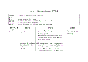 三年級上冊英語教案 Review(Module 4)復(fù)習(xí)Colours外研社（三起）