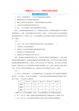 2020高考生物一輪復(fù)習(xí) 配餐作業(yè)32 群落的結(jié)構(gòu)與演替（含解析）