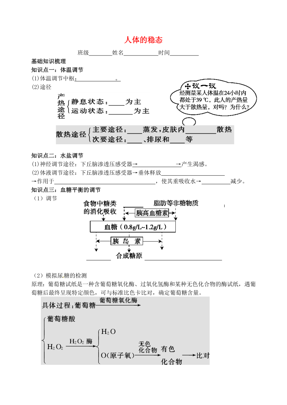 江蘇省大豐市南陽中學(xué)2015屆高考生物一輪復(fù)習(xí) 人體的穩(wěn)態(tài)學(xué)案2 蘇教版必修3_第1頁