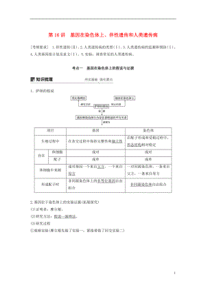 2018-2019學(xué)年高考生物大一輪復(fù)習(xí) 第五單元 遺傳的基本規(guī)律和人類遺傳病 第16講 基因在染色體上、伴性遺傳和人類遺傳病學(xué)案