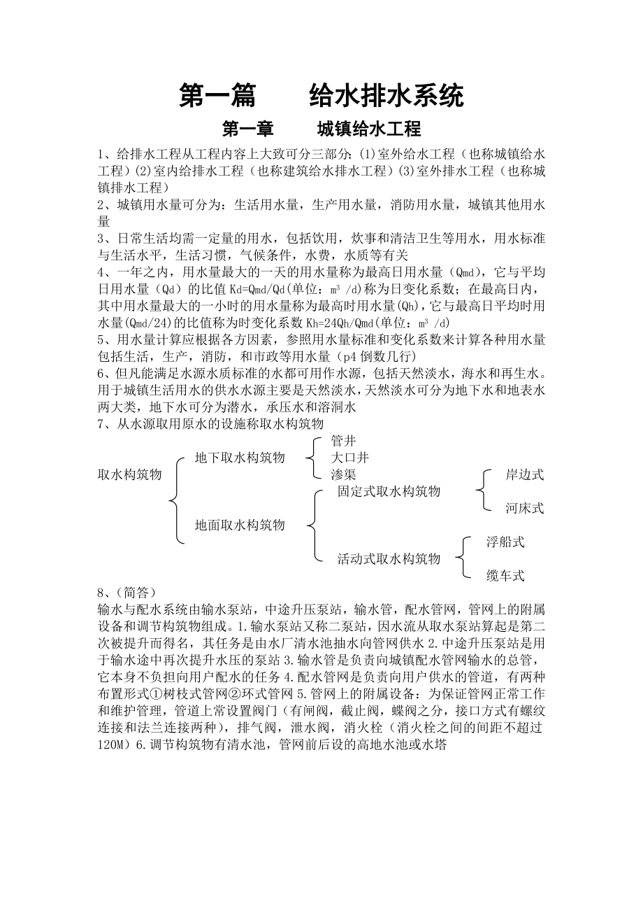 建筑设备第二版-复习资料_第1页