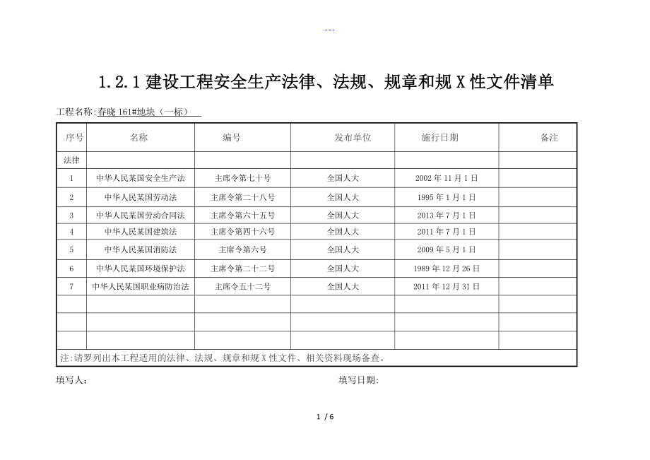 安全生产法律法规规章和规范方案性文件清单_第1页