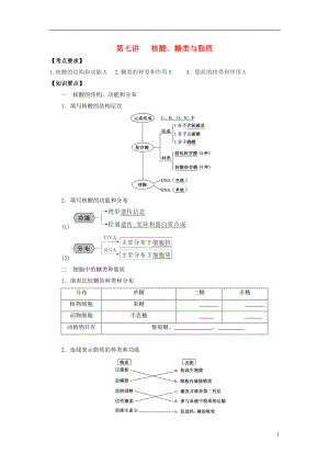 2016屆高三生物一輪復(fù)習(xí) 第7講 核酸、糖類與脂質(zhì)導(dǎo)學(xué)案（無答案）