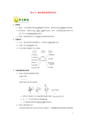 備戰(zhàn)2019年高考生物 考點(diǎn)一遍過(guò) 考點(diǎn)71 微生物的培養(yǎng)和應(yīng)用（含解析）