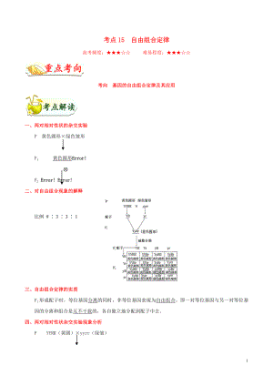 浙江新高考備戰(zhàn)2020年高考生物 考點一遍過15 自由組合定律（含解析）