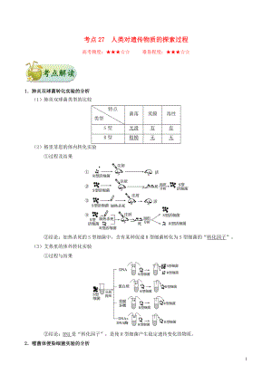 備戰(zhàn)2020年高考生物 考點(diǎn)一遍過27 人類對(duì)遺傳物質(zhì)的探索過程（含解析）