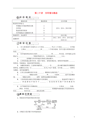 江蘇省2018版高中生物 第二十講 內(nèi)環(huán)境與穩(wěn)態(tài)學(xué)案 蘇教版必修3