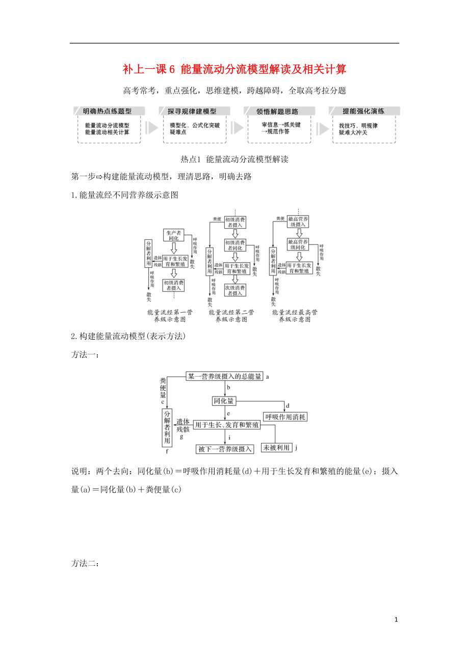 2018屆高考生物一輪復(fù)習(xí) 補(bǔ)上一課6 能量流動(dòng)分流模型解讀及相關(guān)計(jì)算學(xué)案_第1頁