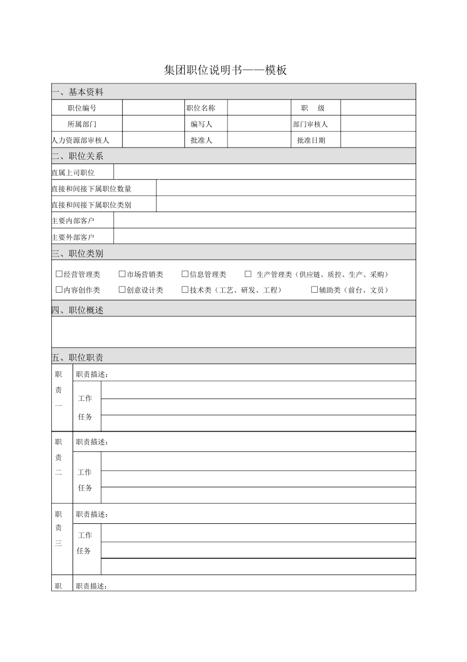 集团职位说明书样式模板_第1页