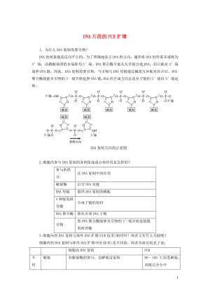 高中生物 實驗13 DNA片段的PCR擴增學(xué)案 浙科版選修1