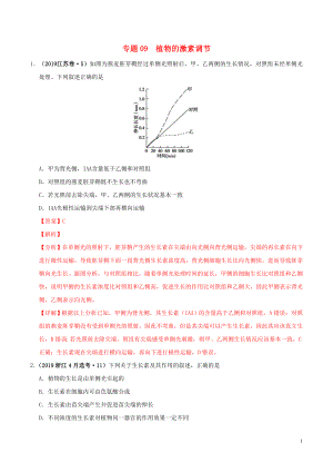 三年高考（2017-2019）高考生物真題分項(xiàng)匯編 專題09 植物的激素調(diào)節(jié)（含解析）