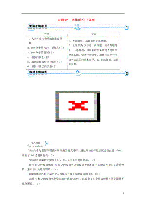 2019高考生物大二輪復(fù)習(xí) 專題六 遺傳的分子基礎(chǔ)學(xué)案