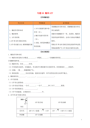 2020年領(lǐng)軍高考生物一輪復(fù)習(xí) 專題08 酶和ATP（含解析）