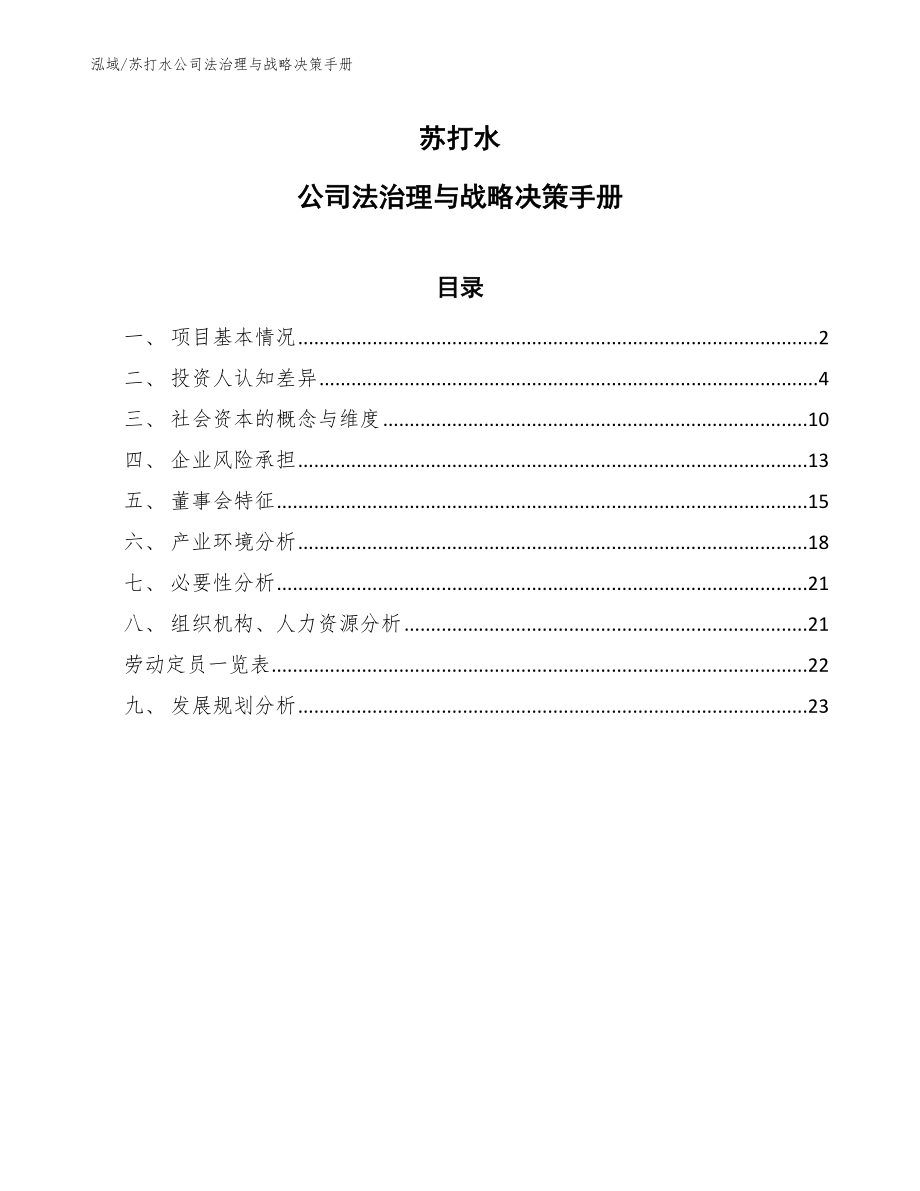 苏打水公司法治理与战略决策手册【参考】_第1页