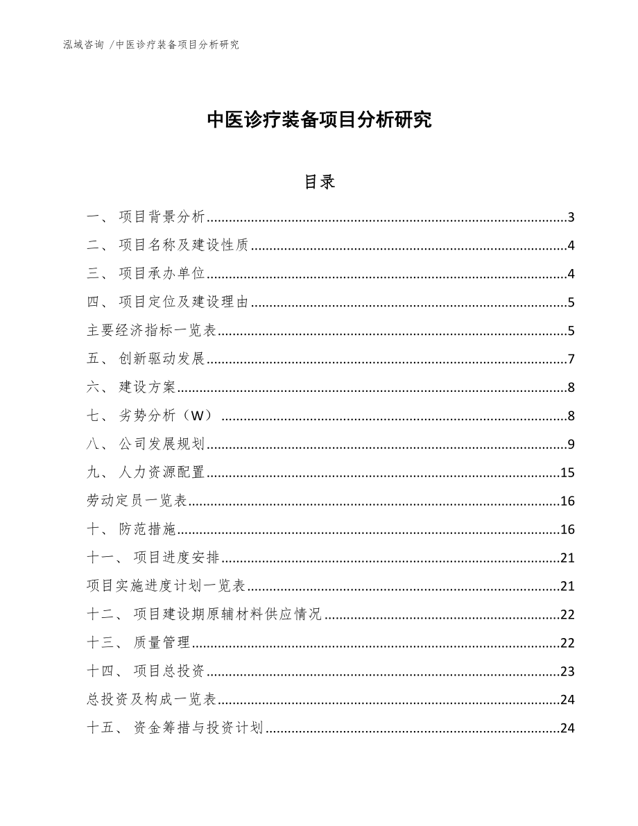 中医诊疗装备项目分析研究_第1页