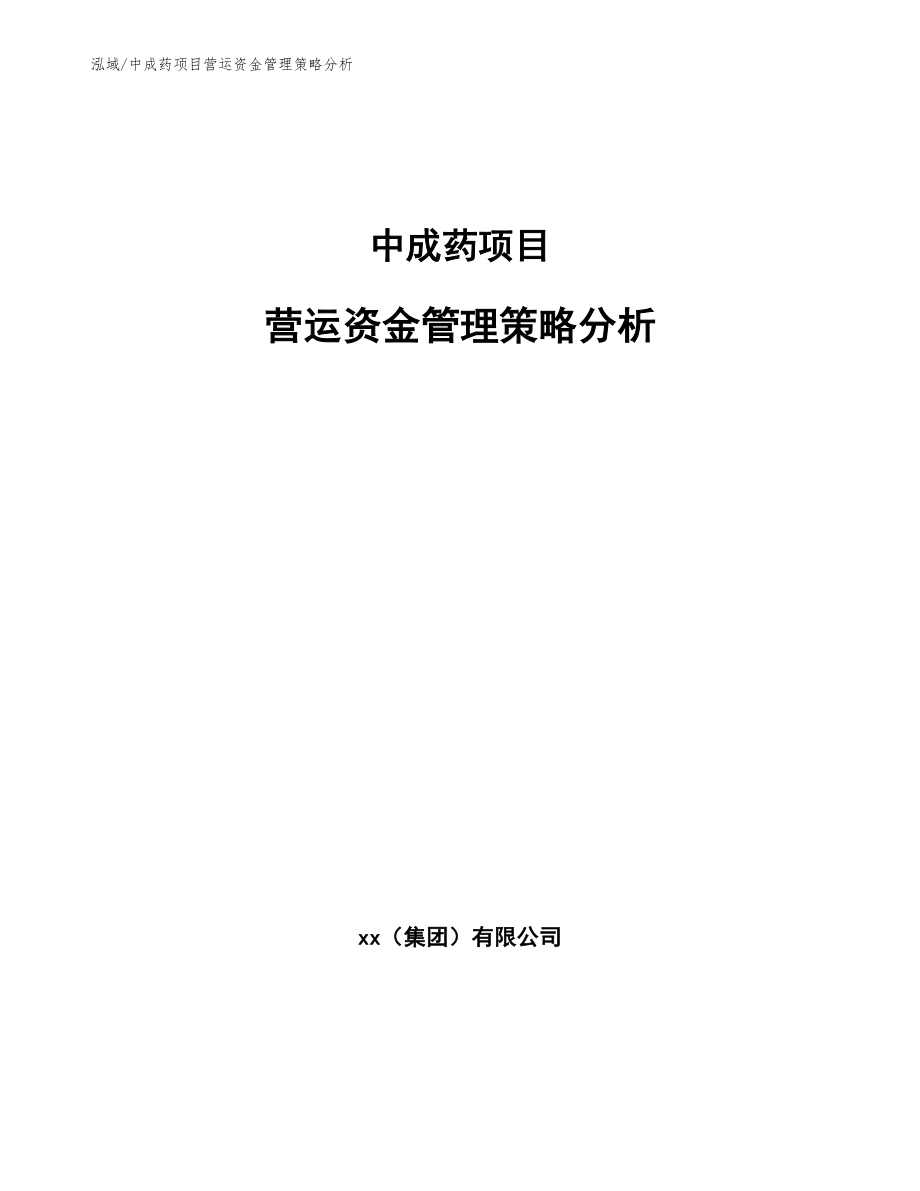 中成药项目营运资金管理策略分析_第1页