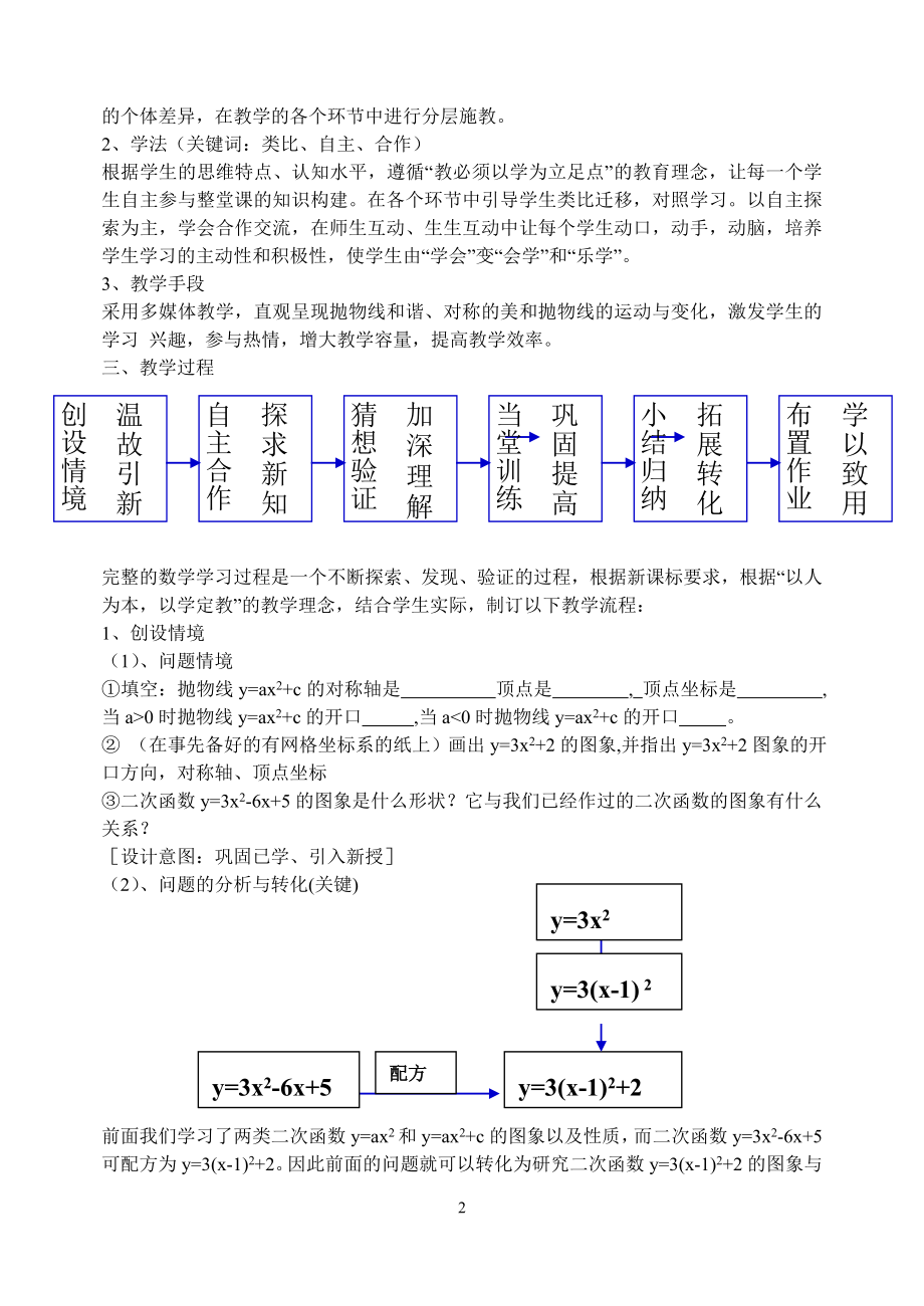 二次函数yax2bxc的图象说课稿