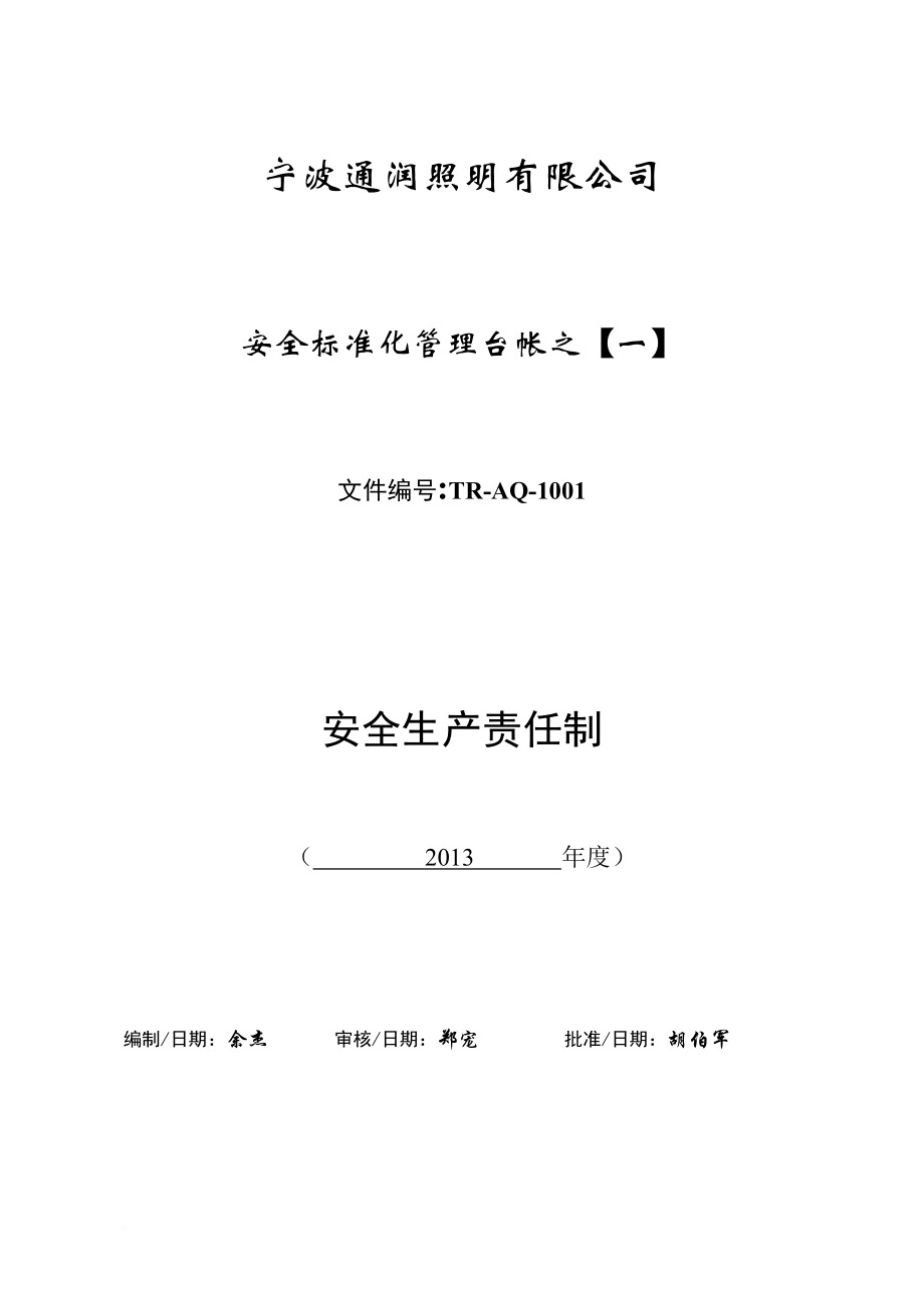 安全生產_某照明公司安全標準化管理臺帳_第1頁