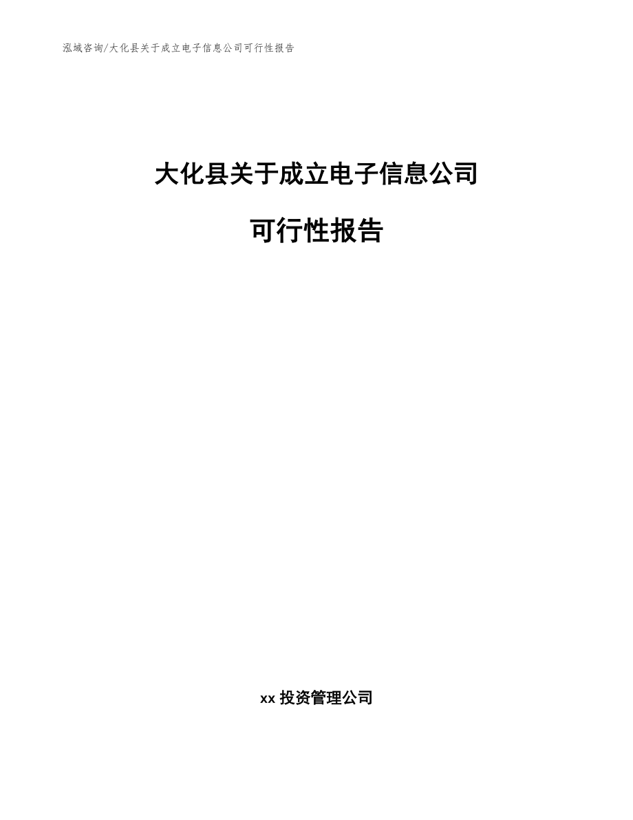大化县关于成立电子信息公司可行性报告参考模板_第1页