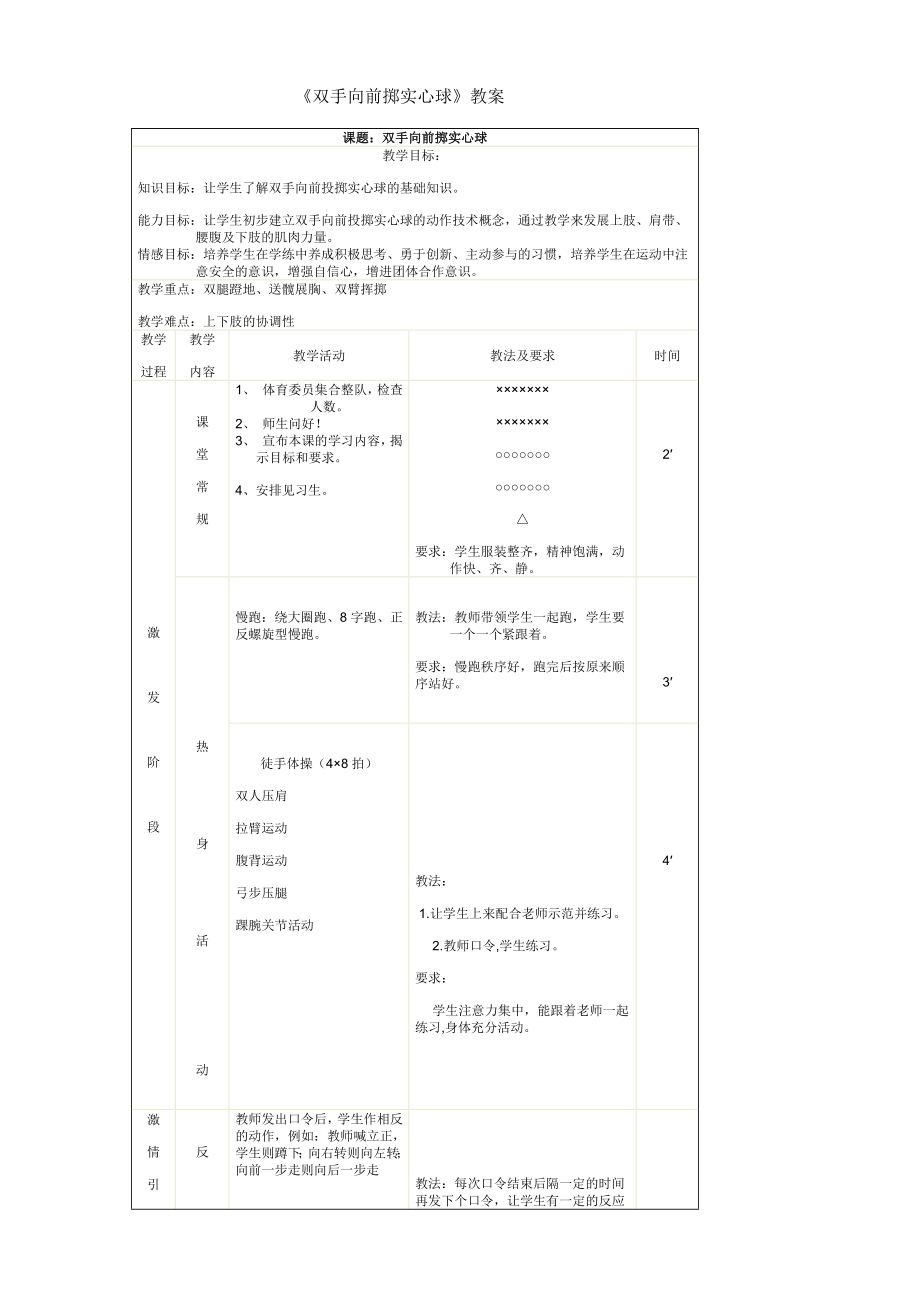 《雙手向前擲實心球》教案_第1頁