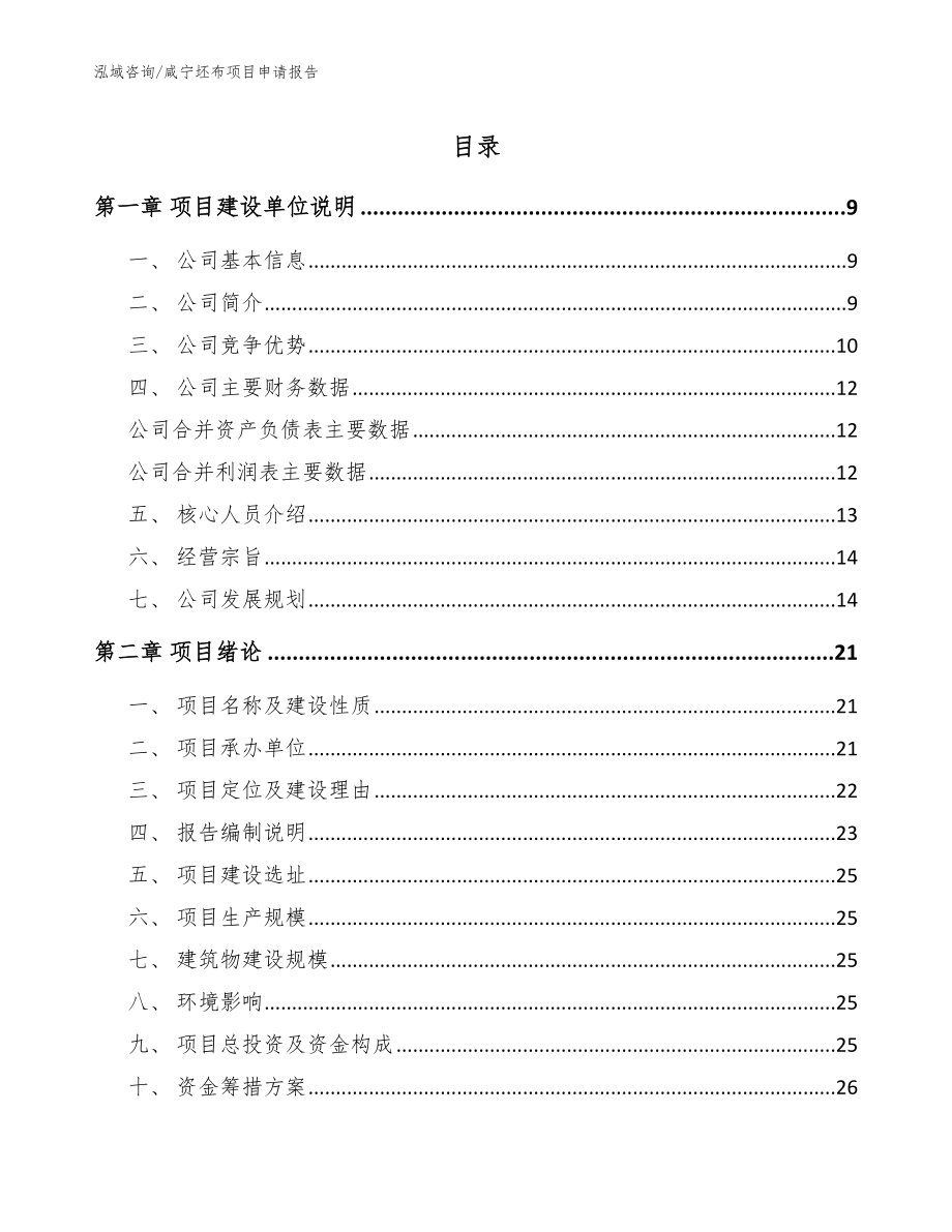 咸宁坯布项目申请报告_范文参考_第1页