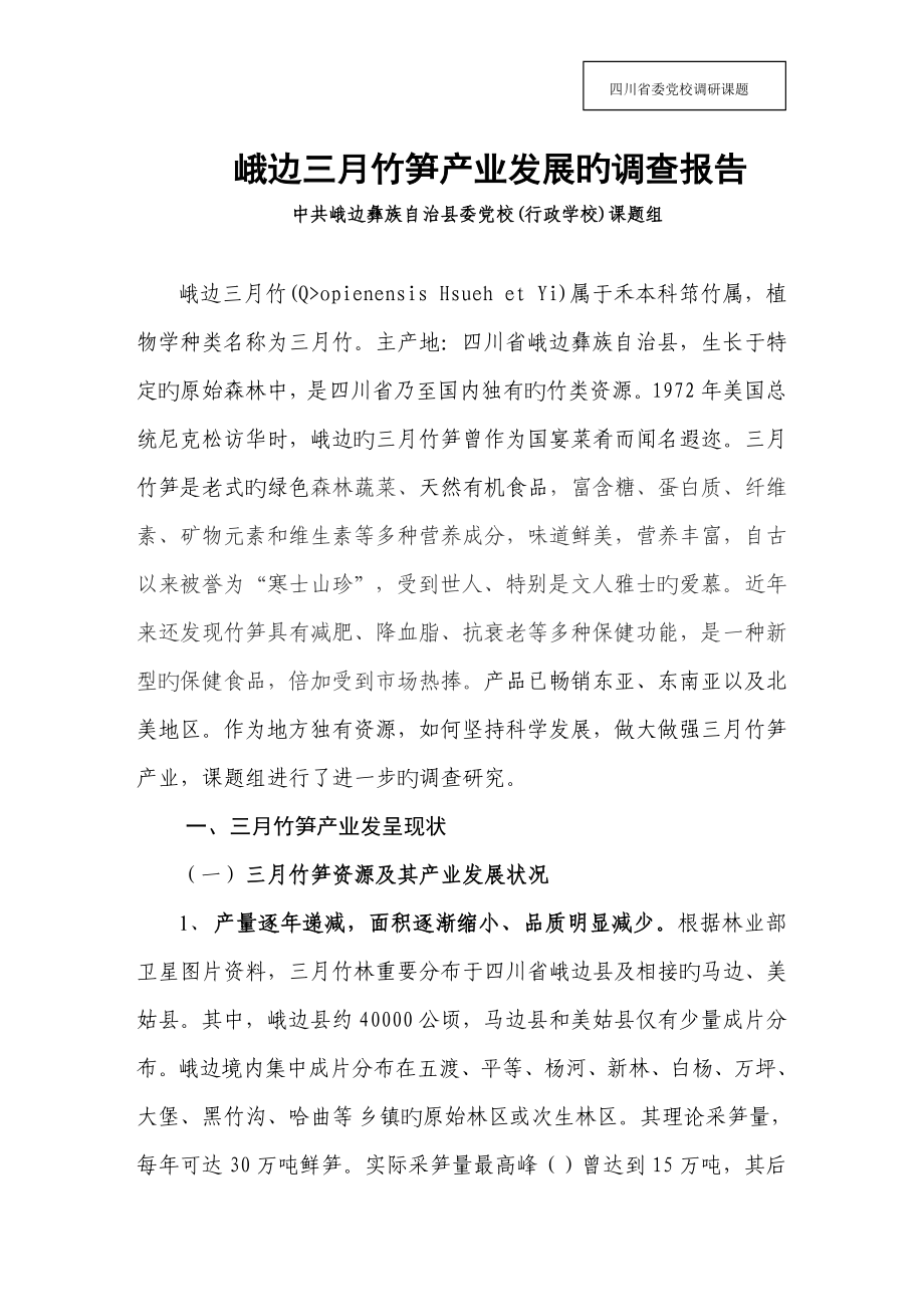 峨边三月竹笋产业发展的调查报告_第1页