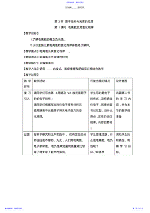 2022年《原子結(jié)構(gòu)與元素性質(zhì)》第一課時(shí)教案