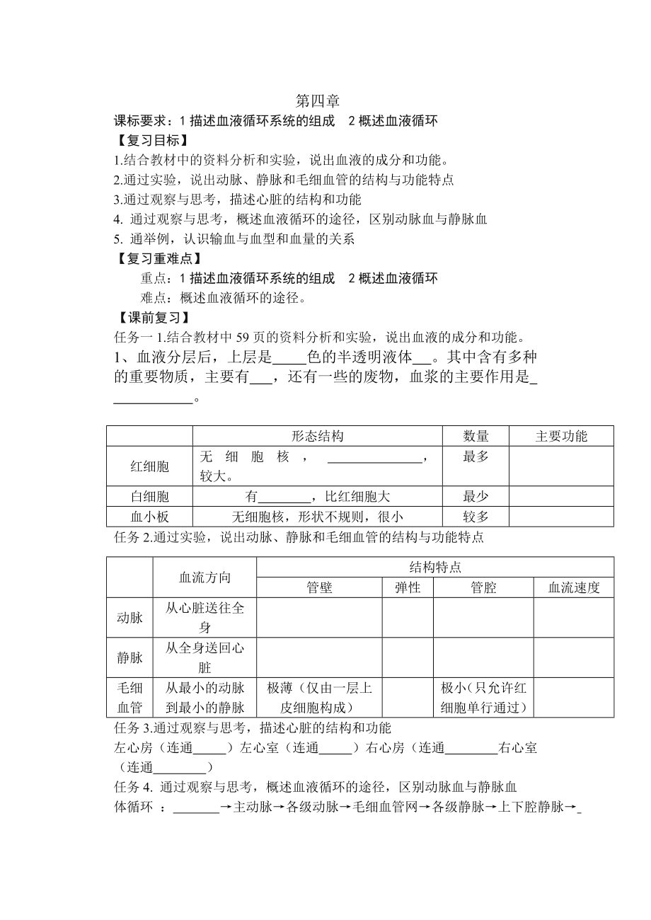 七年級生物下冊五章復習課教案_第1頁