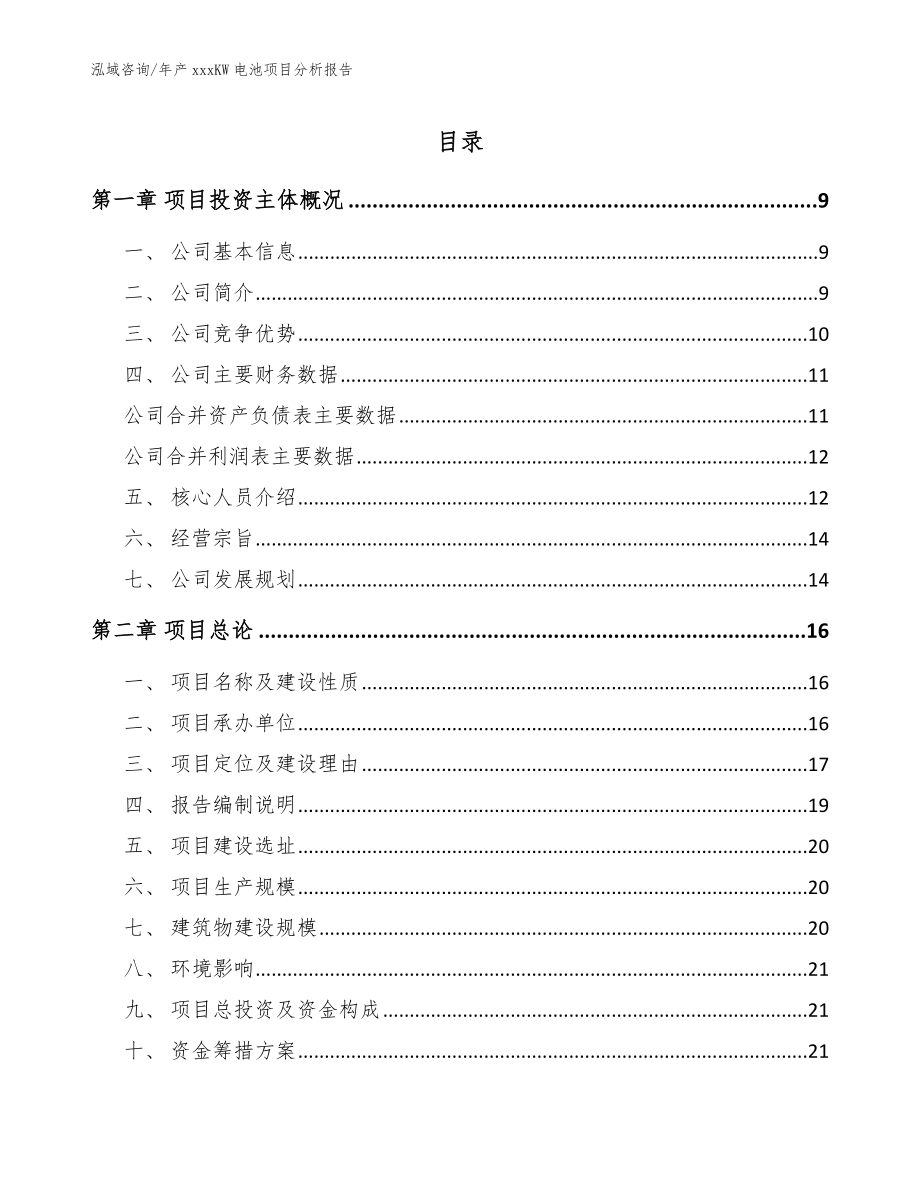 年产xxxKW电池项目分析报告_第1页